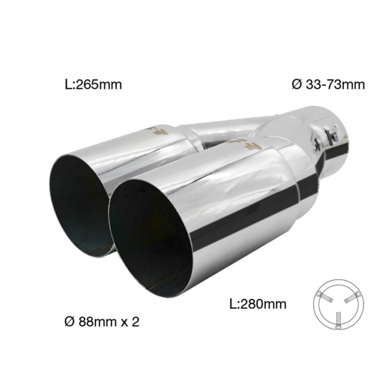 ΑΚΡΟ (ΜΠΟΥΚΑ) ΕΞΑΤΜΙΣΗΣ ΔΙΠΛΗ ΑΠΟΛΗΞΗ 33>73mm (ΜΗΚΟΣ: 280mm/ ΔΙΑΜΕΤΡΟΣ ΕΞΩΤΕΡΙΚΗ 88mmX2) SIMONI RACING - 1 TEM. - Simoni Racing - SRTRX/107