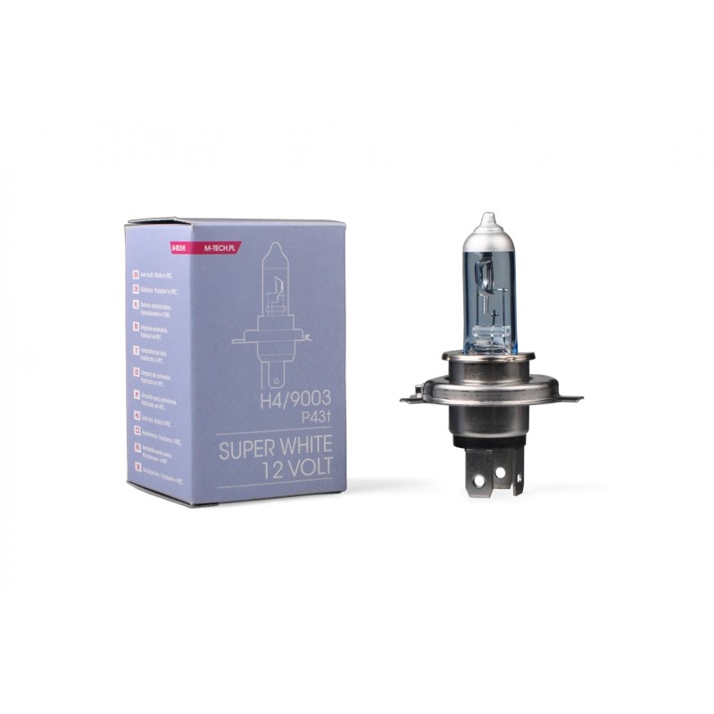 H4 12V 60/55W P43t-38 COLOR SUPERWHITE 1ΤΕΜ. M-TECH - M-Tech - ZSW4/MT H4 12V 60/55W P43t-38 COLOR SUPERWHITE 1ΤΕΜ. M-TECH - M-Tech - ZSW4/MT