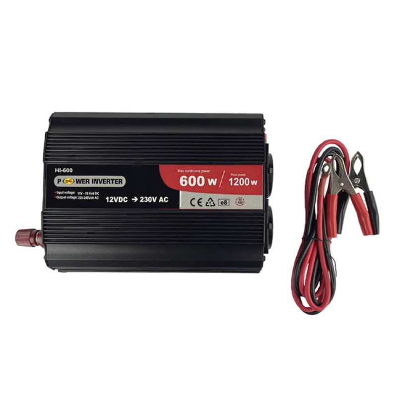 Inverter Αυτοκινήτου Από 12 Volt Σε 230 Volt 600/1200 Watt 1 Τεμάχιο