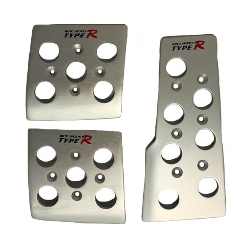 Πεντάλ Αλουμινίου Universal Type-R 2407 Ασημί Σετ 3 Τεμάχια Auto GS 22307