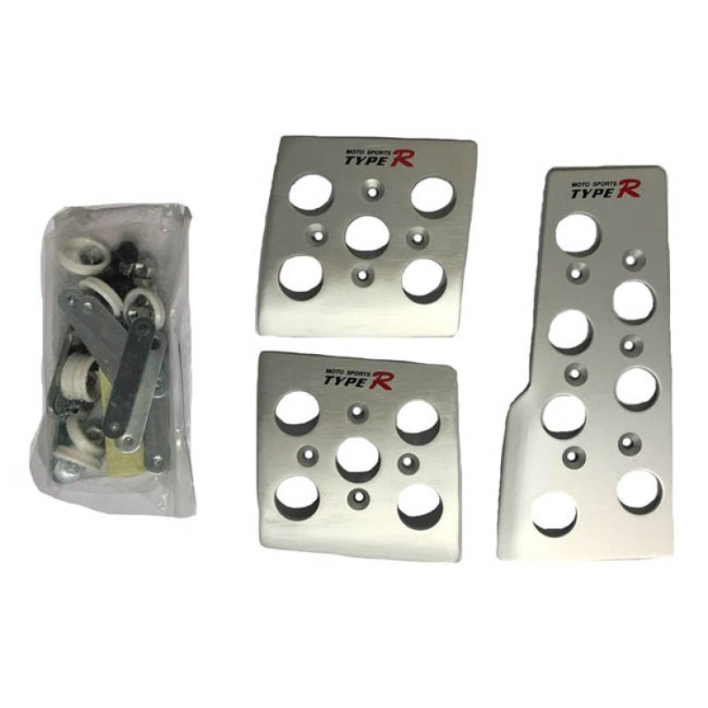 Πεντάλ Αλουμινίου Universal Type-R 2407 Ασημί Σετ 3 Τεμάχια Auto GS 22307