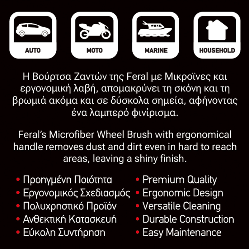 Βούρτσα Καθαρισμού Για Ζάντες Με Μικροϊνες Detailing Pro Feral 44.5x7.5cm 1 Τεμάχιο Auto GS 25559 Βούρτσα Καθαρισμού Για Ζάντες Με Μικροϊνες Detailing Pro Feral 44.5x7.5cm 1 Τεμάχιο Auto GS 25559