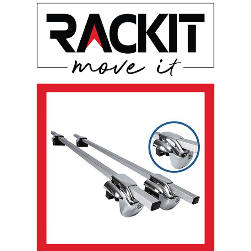 Μπάρες Οροφής Rackit Αλουμινίου 123cm Railing System Ασημί Με Καπάκια 2 Τεμάχια