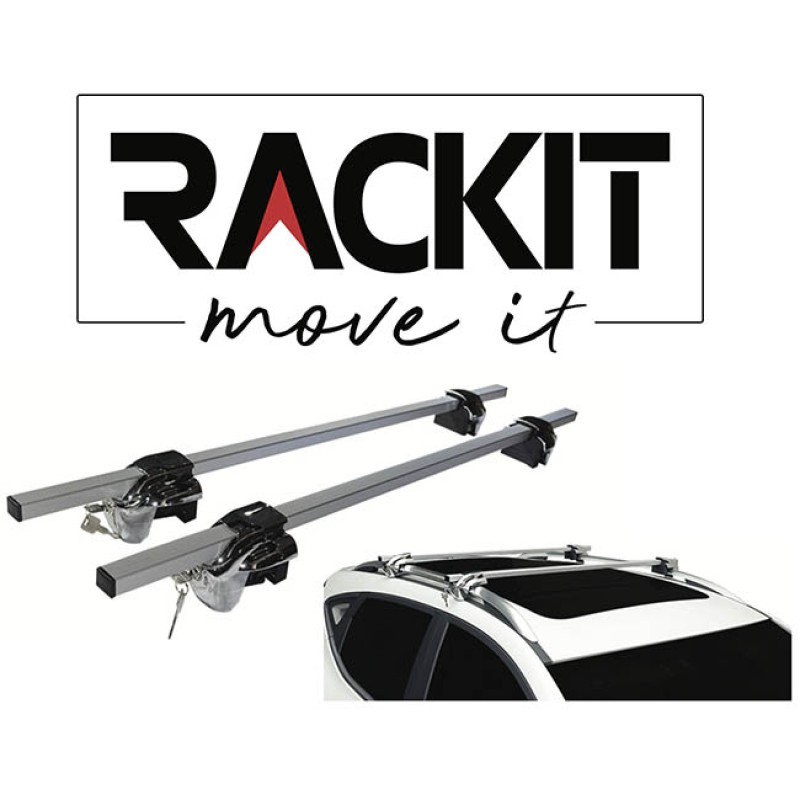 Μπάρες Οροφής Rackit Αλουμινίου 123cm Railing System Ασημί Με Καπάκια 2 Τεμάχια