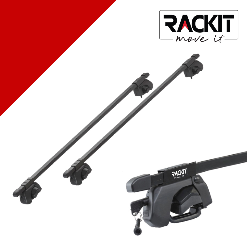 Μπάρες Οροφής Rackit Μεταλλικές 125cm Railing System Σετ Με Πόδια Και Κλειδαριά Μαύρες 2 Τεμάχια Auto GS 28006