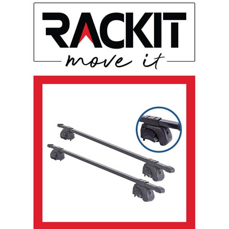 Μπάρες Οροφής Rackit Μεταλλικές 125cm Railing System Σετ Με Πόδια Και Κλειδαριά Μαύρες 2 Τεμάχια