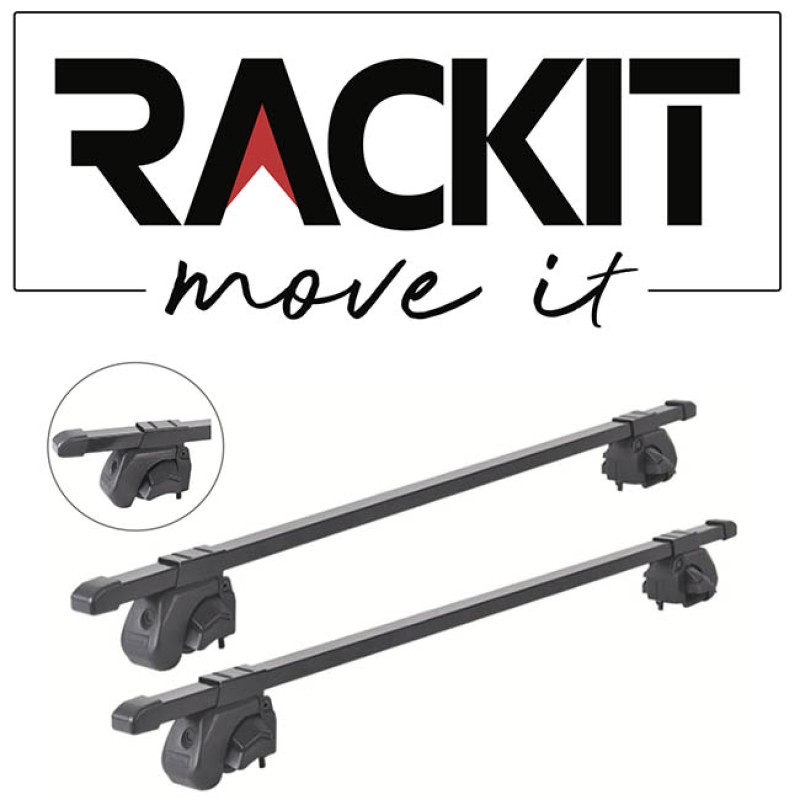 Μπάρες Οροφής Rackit Μεταλλικές 125cm Railing System Σετ Με Πόδια Και Κλειδαριά Μαύρες 2 Τεμάχια