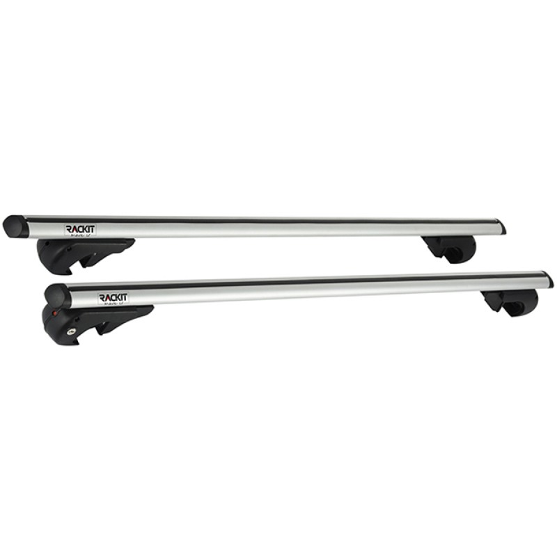 Μπάρες Οροφής Αλουμινίου Universal Rackit RK004-135cm Railing System Σετ Με Πόδια Και Κλειδαριά Ασημί 2 Τεμάχια