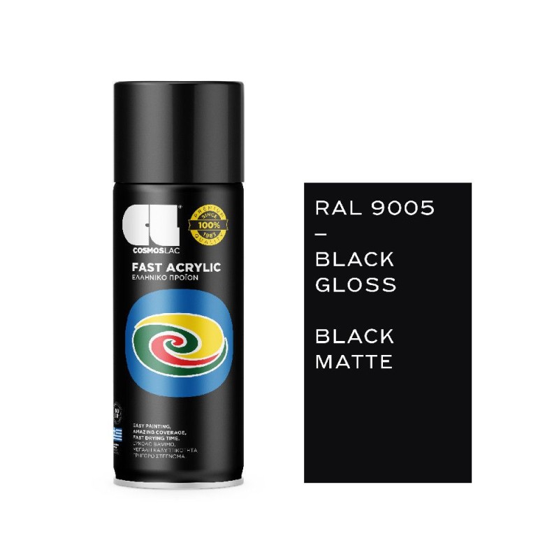 Spray COSMOS LAC BLACK MAT RAL9005 FAS ACRYLIC 400ml