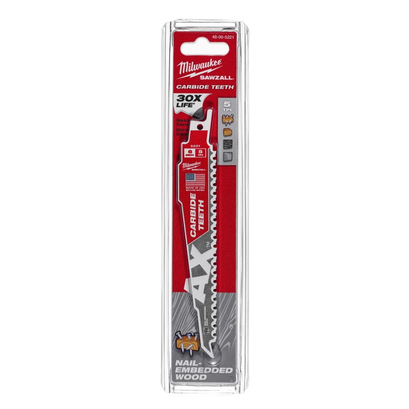 THE AX™ CARBIDE TEETH ΛΑΜΑ ΣΠΑΘΟΣΕΓΑΣ ΒΑΡΕΩΣ ΤΥΠΟΥ 150mm -5 ΤΕΜ MILWAUKEE 48005521