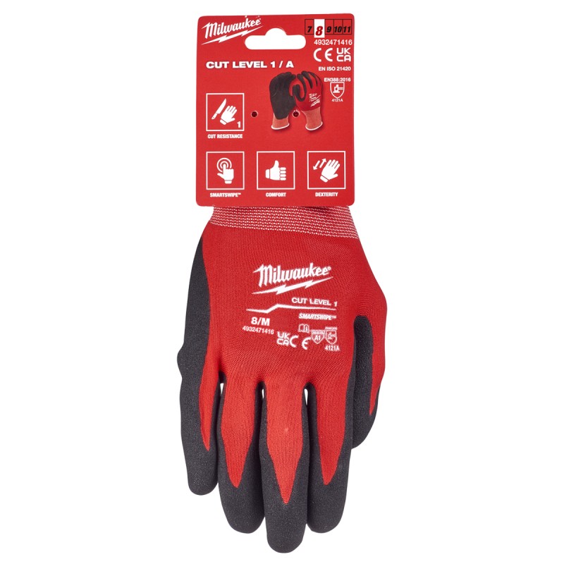NITRILE GLOVES WITH M/8 LEVEL 1 CUT RESISTANCE MILWAUKEE 4932471416