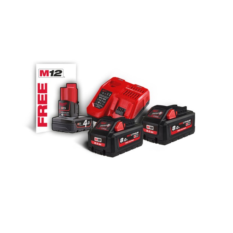 M18™ HIGH OUTPUT™ HNRG-802  2 ΜΠΑΤΑΡΙΕΣ HD18V 8.0 AH ΤΑΧΥΦΟΡΤΙΣΤΗΣ M12-18FC MILWAUKEE 4933471073