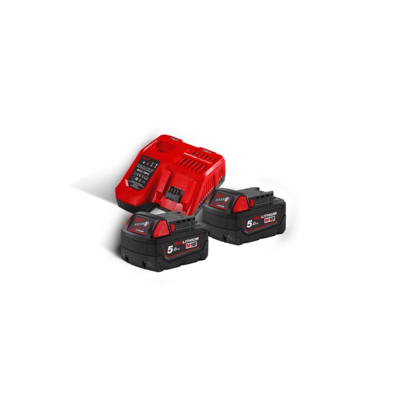 M18™ NRG-502 2 BATTERIES 18V 5.0 AH QUICK CHARGER M12-18FC + M12™ 2.0 AH BATTERIES GIFT MILWAUKEE 4933459217