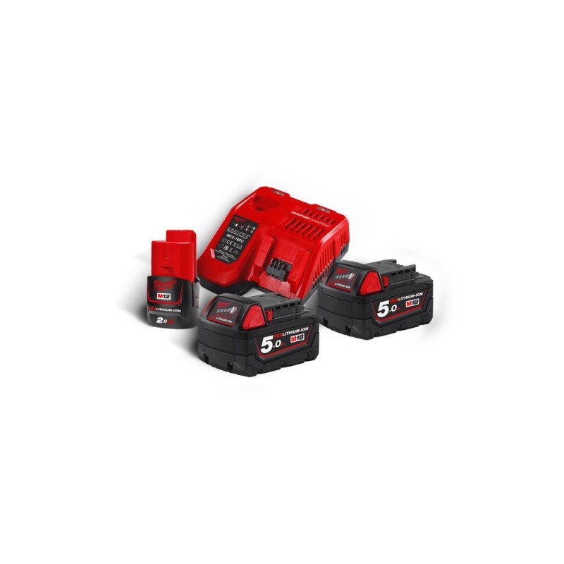 M18™ NRG-502 2 BATTERIES 18V 5.0 AH QUICK CHARGER M12-18FC + M12™ 2.0 AH BATTERIES GIFT MILWAUKEE 4933459217