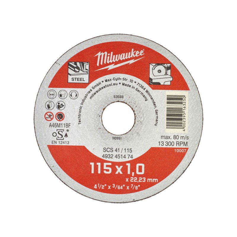 SCS 41 / 115 ΛΕΠΤΟΣ ΔΙΣΚΟΣ ΚΟΠΗΣ ΜΕΤΑΛΛΟΥ CONTRACTOR Ø 115 MILWAUKEE 4932451474 SCS 41 / 115 ΛΕΠΤΟΣ ΔΙΣΚΟΣ ΚΟΠΗΣ ΜΕΤΑΛΛΟΥ CONTRACTOR Ø 115 MILWAUKEE 4932451474