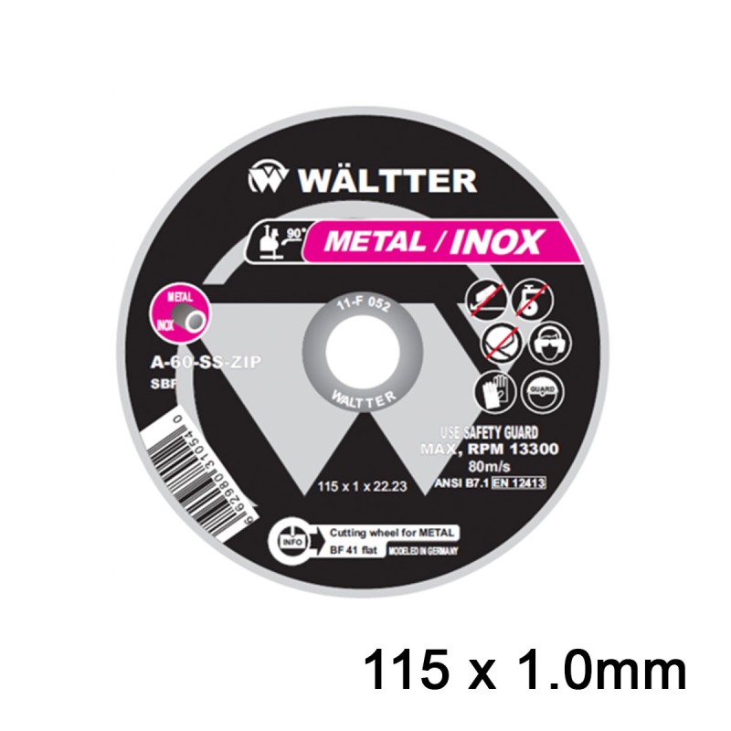 Δίσκοι Κοπής Σιδήρου / INOX WALTTER 115x1.0mm | WÄLTTER