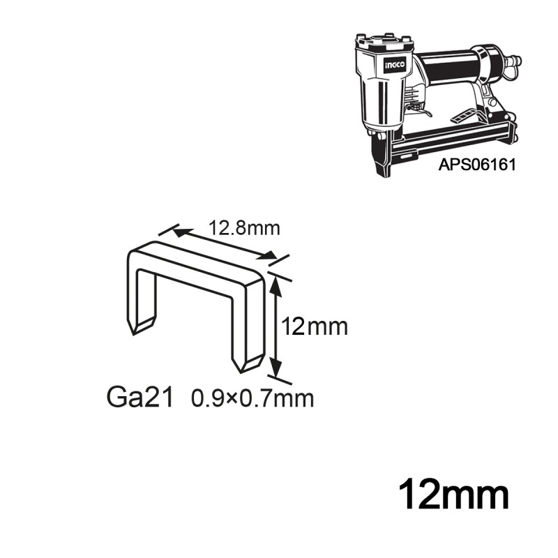 Δίχαλα 12mm Αεροκαρφωτικού APS06161 | INGCO