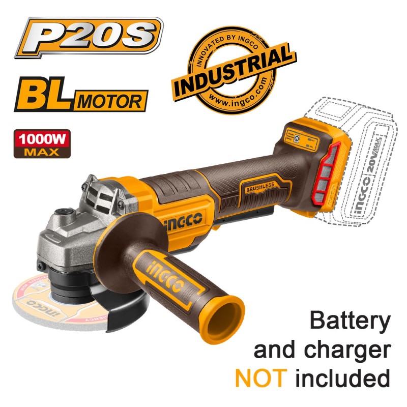Γωνιακός Τροχός Μπαταρίας 115mm 20V Li-Ion SOLO | INGCO | CAGLI211156 Γωνιακός Τροχός Μπαταρίας 115mm 20V Li-Ion SOLO | INGCO | CAGLI211156