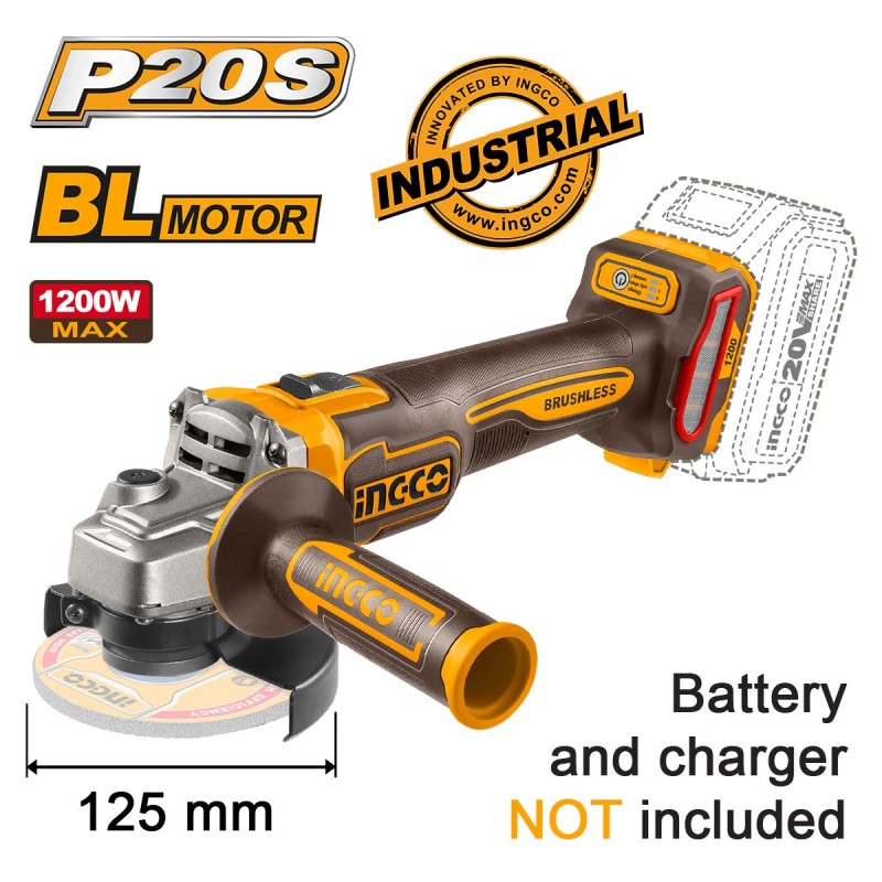 Γωνιακός Τροχός Μπαταρίας 125mm 20V Li-Ion SOLO | INGCO | CAGLI221253 Γωνιακός Τροχός Μπαταρίας 125mm 20V Li-Ion SOLO | INGCO | CAGLI221253