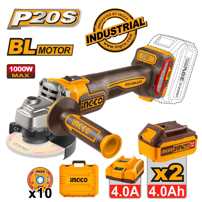 Γωνιακός Τροχός Μπαταρίας 115mm 20V Li-Ion | INGCO | CAGLI271532 Γωνιακός Τροχός Μπαταρίας 115mm 20V Li-Ion | INGCO | CAGLI271532
