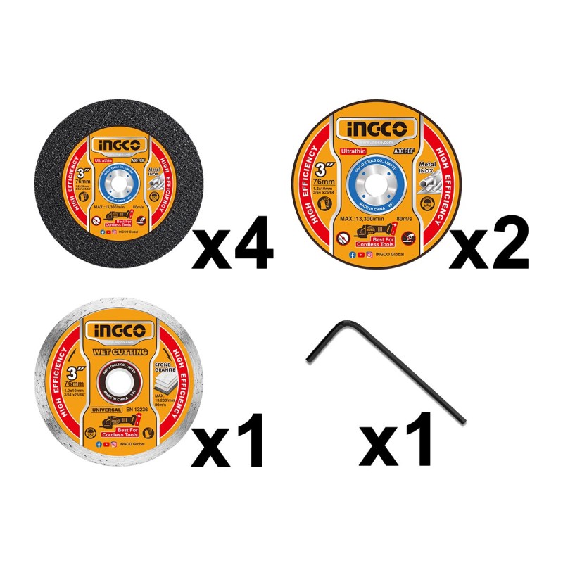 Μίνι Τροχός Κοπής Μπαταρίας 76mm 20V Li-Ion | INGCO