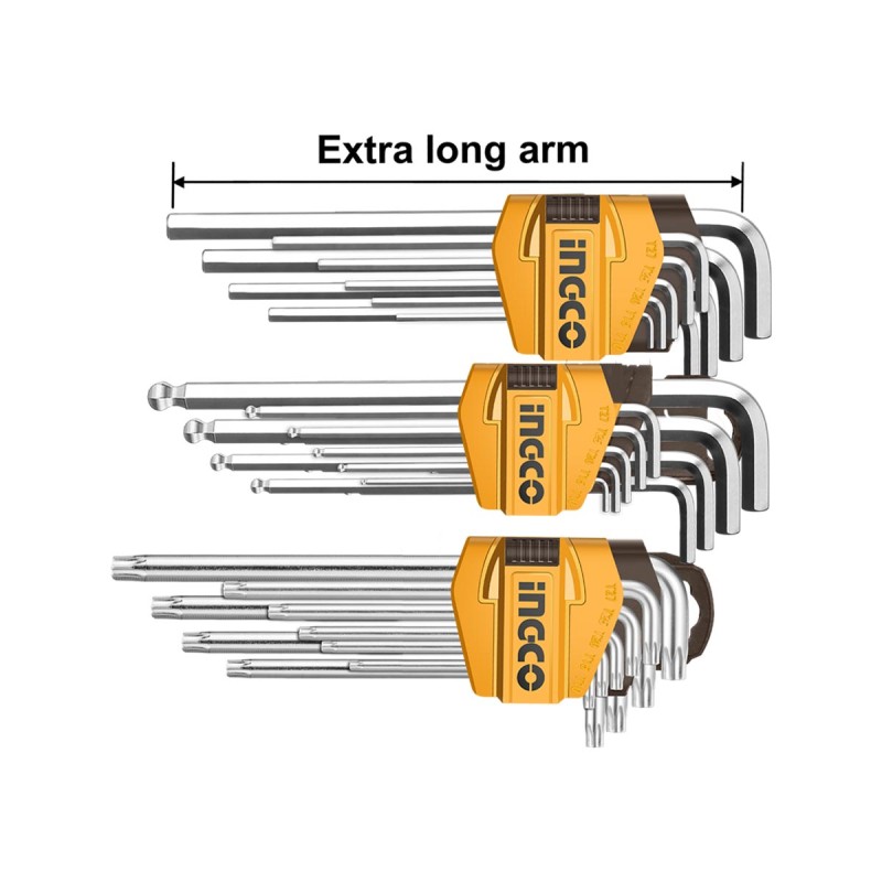 Κλειδιά Άλλεν +Μπίλλιας+Torx Σετ 27 τεμ. | INGCO