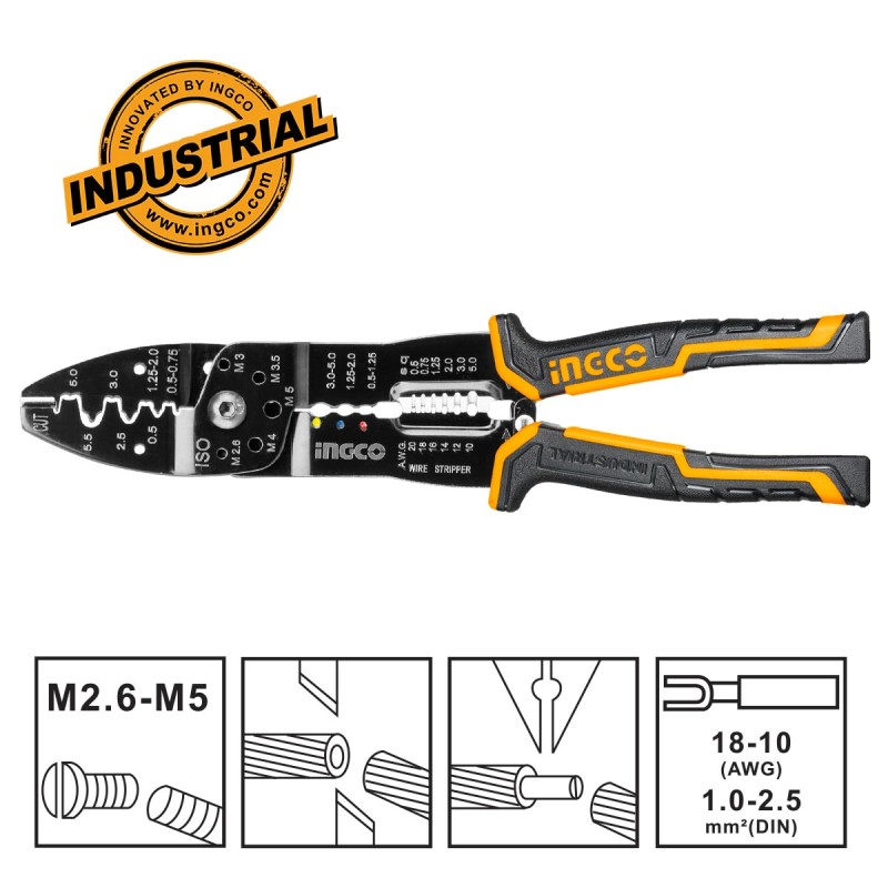 Πρέσα Ακροδεκτών - Απογυμνωτής Καλωδίων 254mm | INGCO