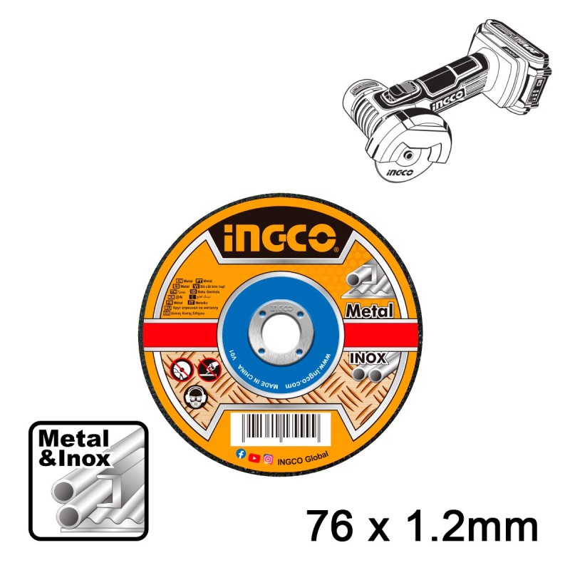 Δίσκος Κοπής Σιδήρου/inox 76mm x 1.2mm | INGCO