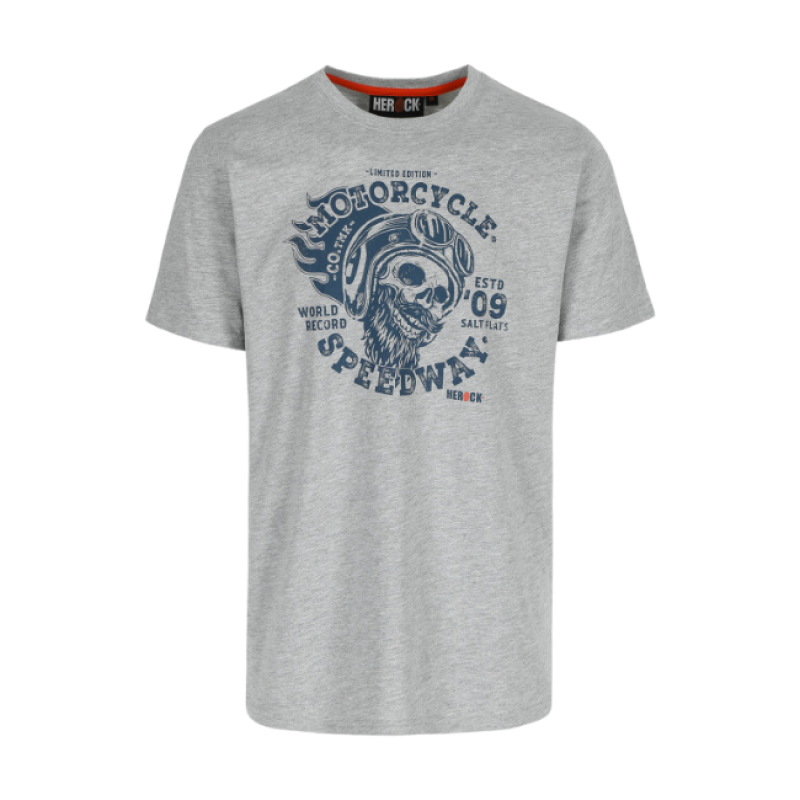 MOTORCYCLE T-SHIRT SHORT SLEEVES LIGHT HEATHER GREY XXXL